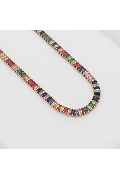 HOPEACCESSORİES STEEL COLORED ZIRCON STONE WATERWAY NECKLACE