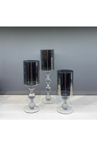 Genel Markalar Dekoratif Kristal Cam Üçlü Boru Şamdan Füme