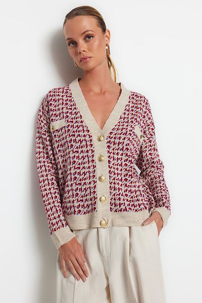 Trendyol Collection Széles bézs kötöttáru kardigán - TWOAW22HI0268