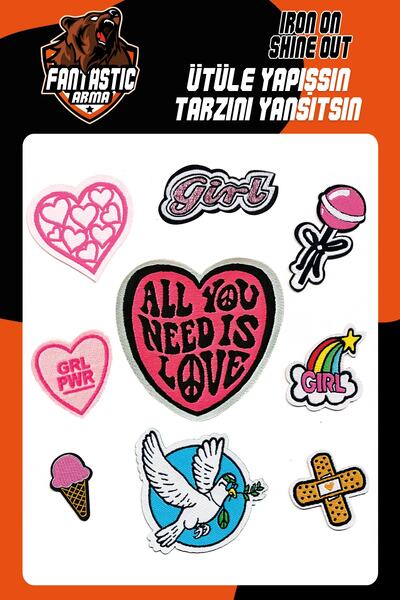 FANTASTIC ARMA Set de armă țesută care se lipsește cu fier de călcat Patch Patch Girl, model de inimă