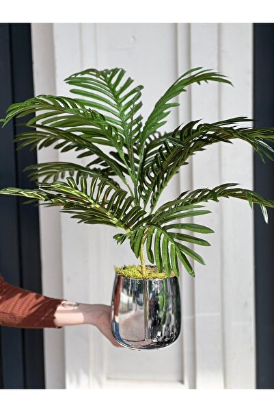 TASARIMHMODA Yapay Bitkili Metal Vazo