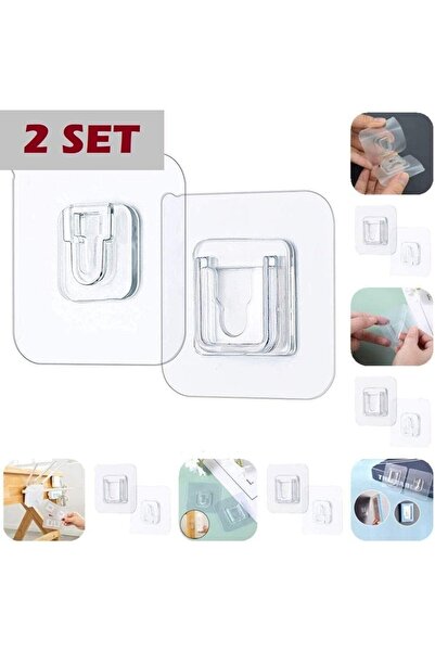 Neler Geldi Neler Set of 2 Double Sided Adhesive Snap Clip Goods Fixing Hange...