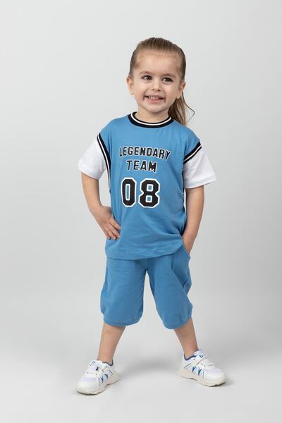 Harika KIDS Boy's Legendary Printed Short Sleeve Below Knee Basketball Shorts Basic Suit Age 2-5