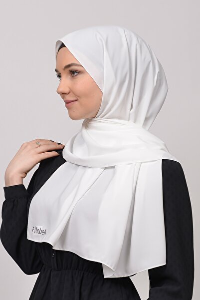 Altobeh Medina Silk Straight Hijab Shawl-λευκό