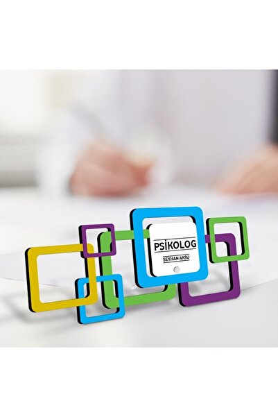 Bk Gift Kişiye Özel Mesleki Psikolog Ahşap Masa İsimliği (Model J1)