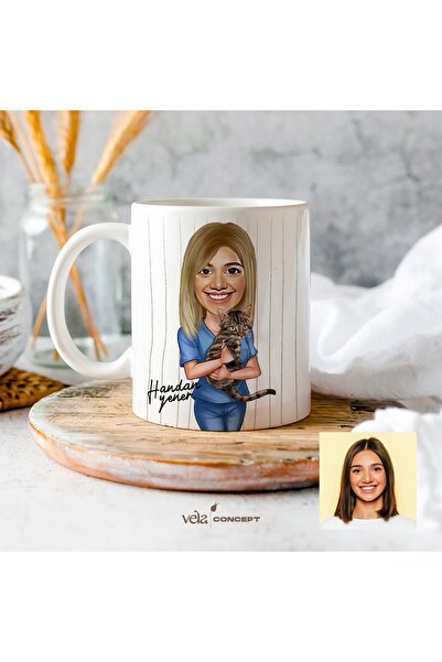 Vela Gifting Kişiye Özel Hemşire - Doktor Karikatür Beyaz Mesleki Kupa Bardak