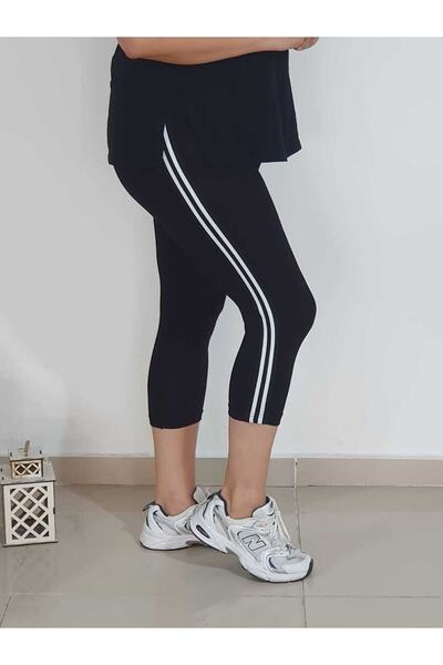 Melis Designer Black and White Striped Large Size Leggings