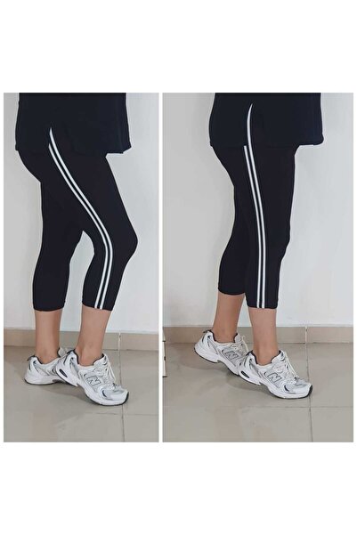 Melis Designer Black and White Striped Large Size Leggings