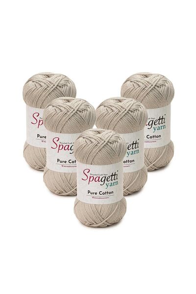 Spagettiyarn Πλεκτό νήμα από καθαρό βαμβάκι 5 τεμαχίων σε γκρι χρώμα