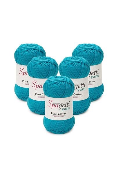 Spagettiyarn Pure Cotton 5-Piece Turquoise Hand Knitting Yarn