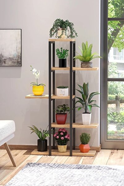 Tedarikcenter Modern Tasarımlı 5 Raflı Saksılık Metal Çiçek Rafı Dekoratif Çi...