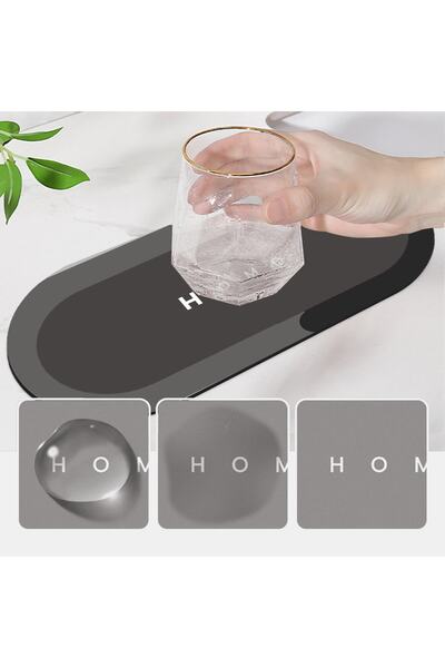 Else Dekor Else Anthracite Faucet Mat Set of 3 Bathroom Organizer Sink Mat Soap Dish Brush Holder Jewelry Mat