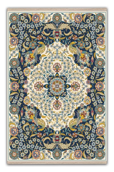 Rugs Modern Halı Covor Mira 1394 cu model vintage de faianță, în nuanțe de be...