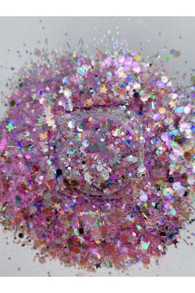 Sirius Hobi Epoksi Reçine Diamante Pink Tırnak Makyaj Chunky Glitter 8 gr Hologramlı Sim 2x4gr Kutulu