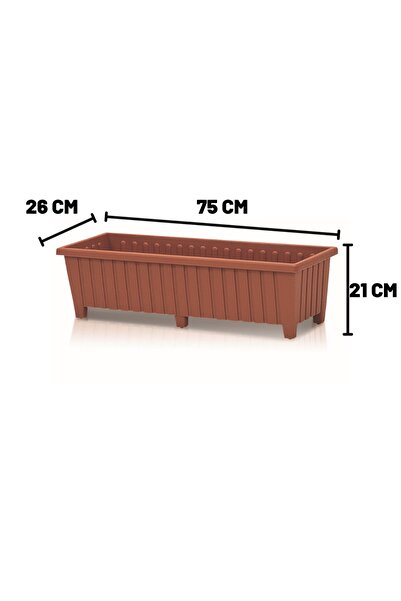 Melkan Home Dekoratif Balkon Saksısı 26 Litre 6 Ayaklı Cafe Otel Saksı Büyük Saksı Kahverengi 26x75x21 Cm