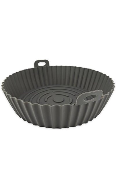 Digithome Yanmaz Yapışmaz Silikon Kulplu Airfryer Kalıbı 20 Cm Gri - Thn75825 C1-1-18