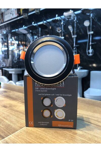 lightech Ece 5 Watt 3 Renk Led Spot Siyah Gümüş Kasa 3 Modlu Beyaz-Günışığı-Sıcak Beyaz 3ü1Arada