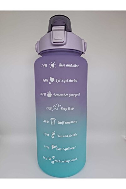 YAMUYİ زجاجة مياه تحفيزية سعة 2 لتر، أرجواني، أزرق