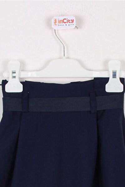 incity Girl's Navy Blue Skirt with Belt Detail