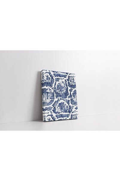 RUGSMODERN Kanvas Tablo Bleu Blanc Beyaz Lacivert Vintage Desenli 1255