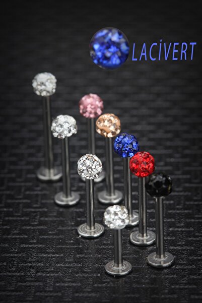 depozoom Şambala 316L Cerrahi Celik Labret Piercing Lacivert