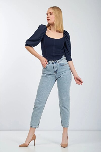 TugsatTasarTekstil Nirvana plave kiselo oprane boyfriend Mom farmerke ženske ...