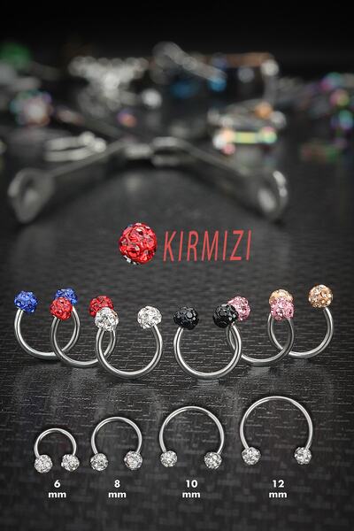 depozoom Şambala 316L Cerrahi Celik Halka Piercing Kırmızı