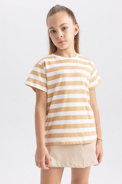 DeFacto Girl's Striped Short Sleeve T-Shirt B0444a823hs