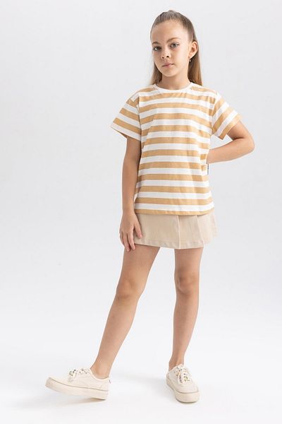 DeFacto Girl's Striped Short Sleeve T-Shirt B0444a823hs