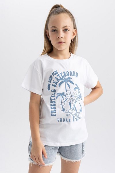 DeFacto Tricou cu mânecă scurtă imprimat pentru fetiță B0854a823hs