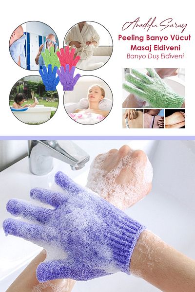 Anadolu Saray Çarşısı Exfoliating Bath Body Massage Gloves Bath Shower Gloves| Gloves Bath Washcloth and Scrub Massage Gloves