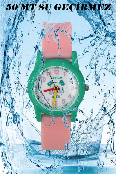 sezerekspres Children's Wristwatch Waterproof RHODIUM ANALAOG (2211) (PINK-GREEN)