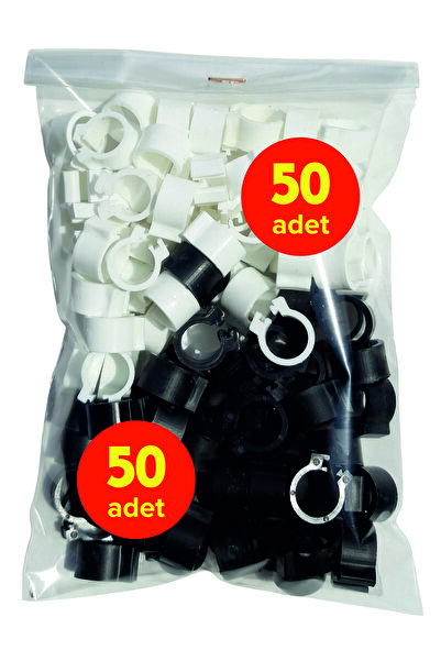 Vixpet Poppy Siyah Beyaz Taraftar Güvercin Bileziği Klips (50 Adet Siyah - 50...