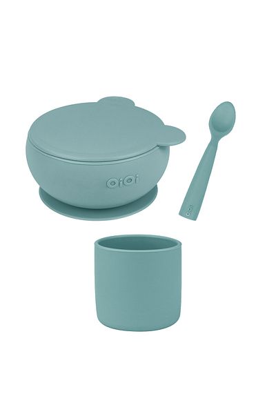 OiOi Aqua Green Triple Set (namnam+capacity bowl+mini cup)