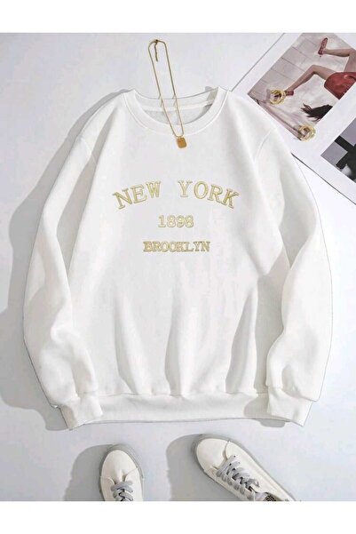 FAVORİST Βαμβακερό φούτερ New York 1898 Printed Crew Neck
