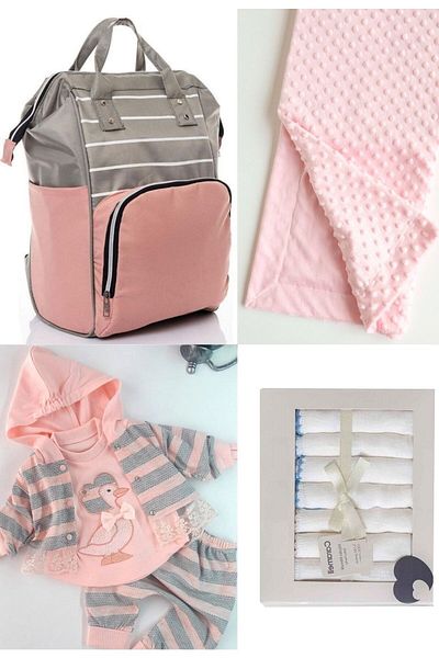sahra bebek 4-PACK BABY SET (BABY CARE BACKPACK, HOSPITAL EXIT, NOZZLE BLANKET AND 100% COTTON WIPES SET)