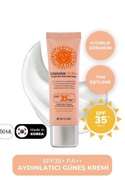 3W CLINIC Spf 35+ Pa ++ 3W Clinic Bright Sun Tone up Cream - Vibrant and Shiny Look