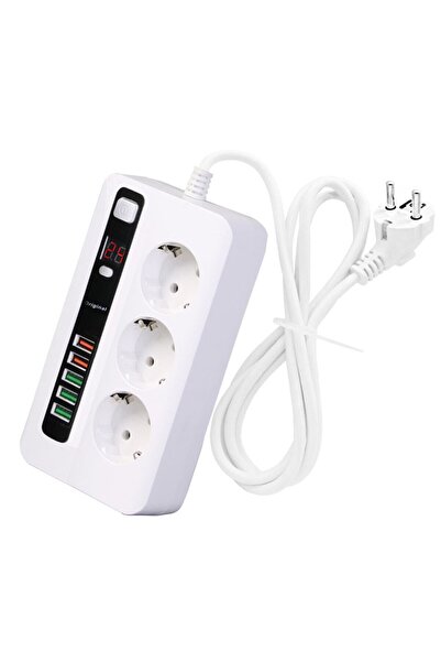 Hobimtek H-03 Üçlü Priz 5 Usb Portlu Akıllı 2500w On/off Düğmeli 2 Metre Uzat...