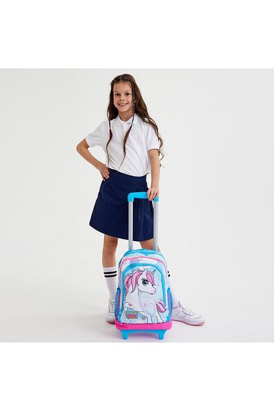 Coral High Set de ghiozdane de școală cu model de unicorn, albastru, roz neon, 3 piese - SET0123911