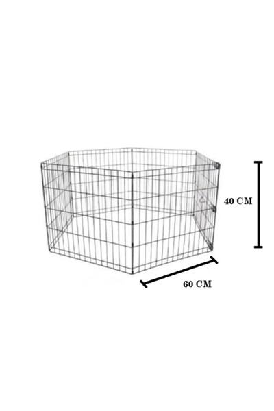 GND PET Metal Köpek Oyun Alanı Çit Altı Parça 60x40 Cm 6 Parça ( Siyah )