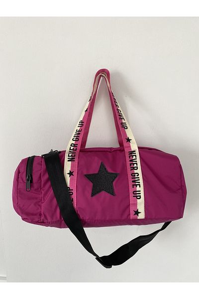ICONE BAG Geantă sport pentru fete cu imprimeu stea - Buzunar lateral și detaliu cu fermoar, prune