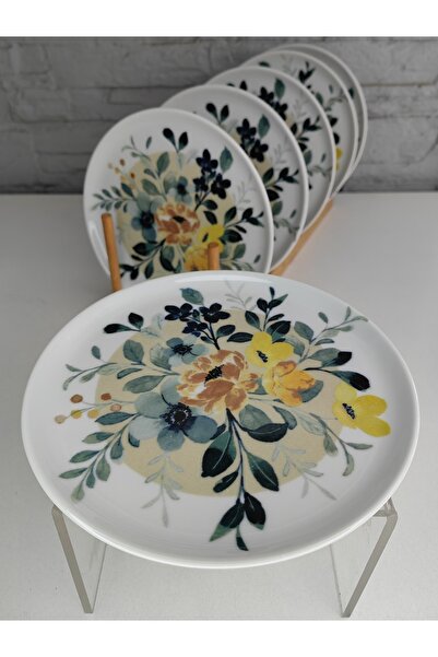 ALANYA HOME DECOR 6 LUXURIOUS PORCELAIN FLOWER CAKE PLATE 20CM 6 LUXURIOUS PORCELAIN FLOWER CAKE PLATE 20CM