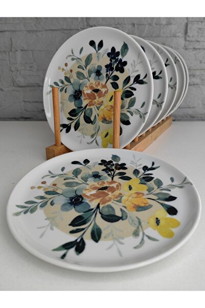 ALANYA HOME DECOR 6 LUXURIOUS PORCELAIN FLOWER CAKE PLATE 20CM 6 LUXURIOUS PORCELAIN FLOWER CAKE PLATE 20CM