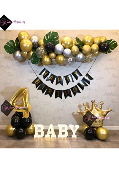 Bkmc 4 Years Old Happy Birthday Birthday Set with King Crown