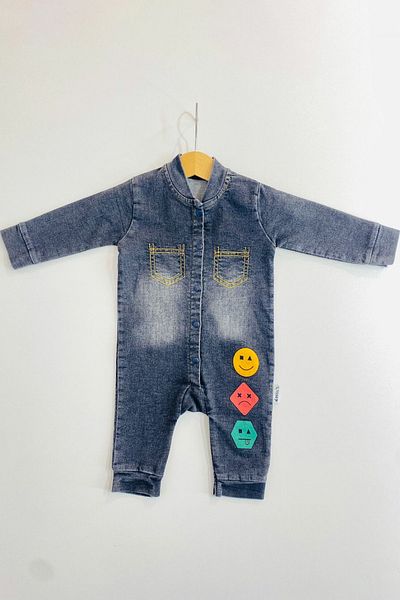 Necix's Necix Geometric Shaped Astronaut Jeans Jumpsuit Black Jeans Baby Jumpsuit Astronaut Jeans Jumpsuit
