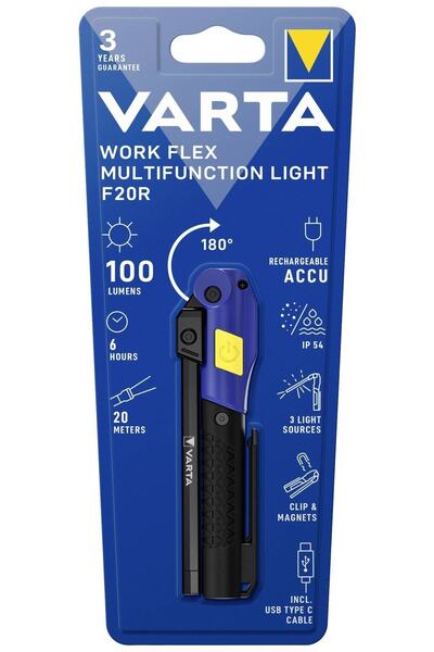 Varta Aysima-Varta Work Flex® çok fonksiyonlu ışık F20R şarj edilebilir 18649