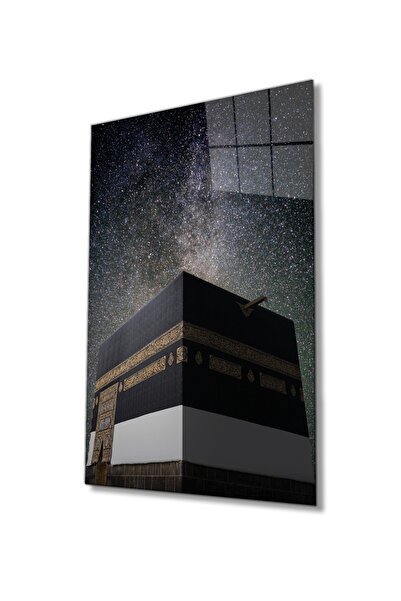 Rosyvien Tablou din sticlă islamică religioasă Kaaba și cer înstelat, decor d...