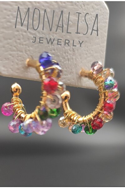 monalisatoka Kadın Kristal Sarmallı Halka Küpe