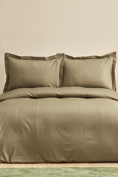 Karaca Home Σετ Παπλωματοθήκης Uniq 100% Βαμβακερό Διπλό Σατέν Χακί