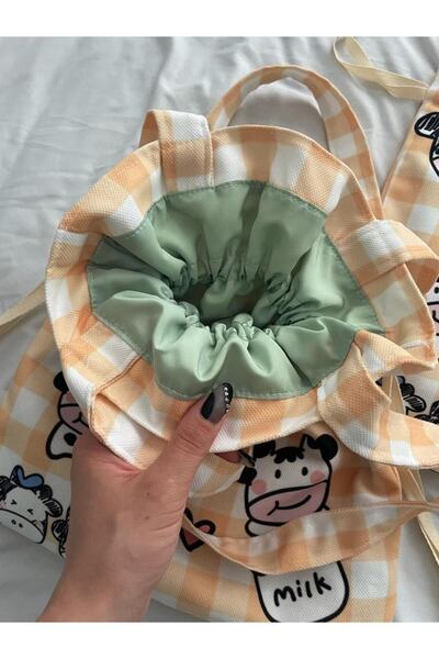 Planet Butik Cow Cow Milk Kawaii Drawstring Tote Bag